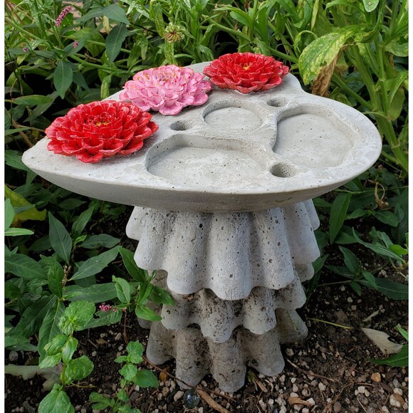 Handcrafted Cement Heart Shaped Bee Watering Station, Butterfly Puddler Dish - Picture 4 of 10